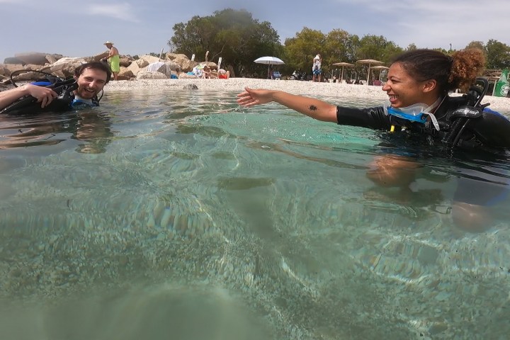 Scuba diving in crystal clear waters