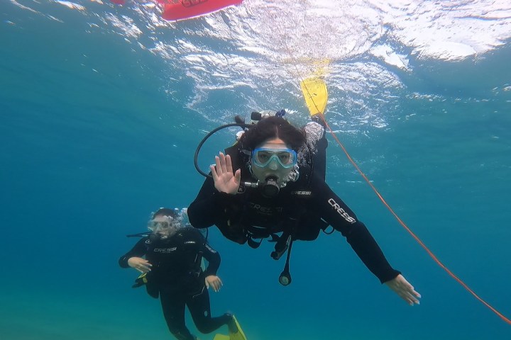 a person swimming in a body of water