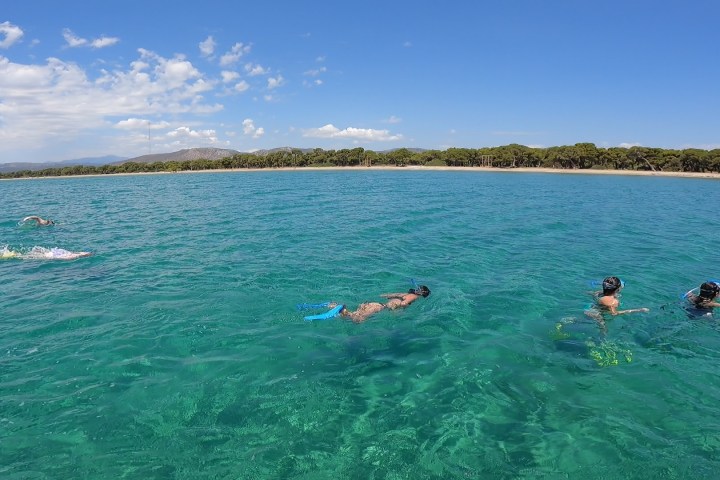 Snorkeling in Schinias Bay.